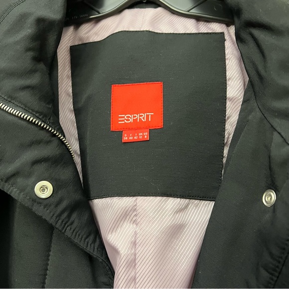 Espirit - Black Winter Coat - Belted - Size 8 - Picture 6 of 15